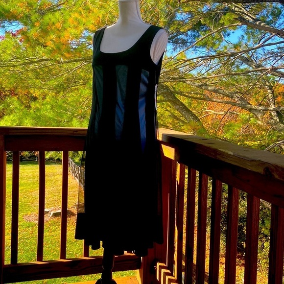 R&M Richards NWT ALine Dress Teal & black stripes size 10 - Picture 6 of 8